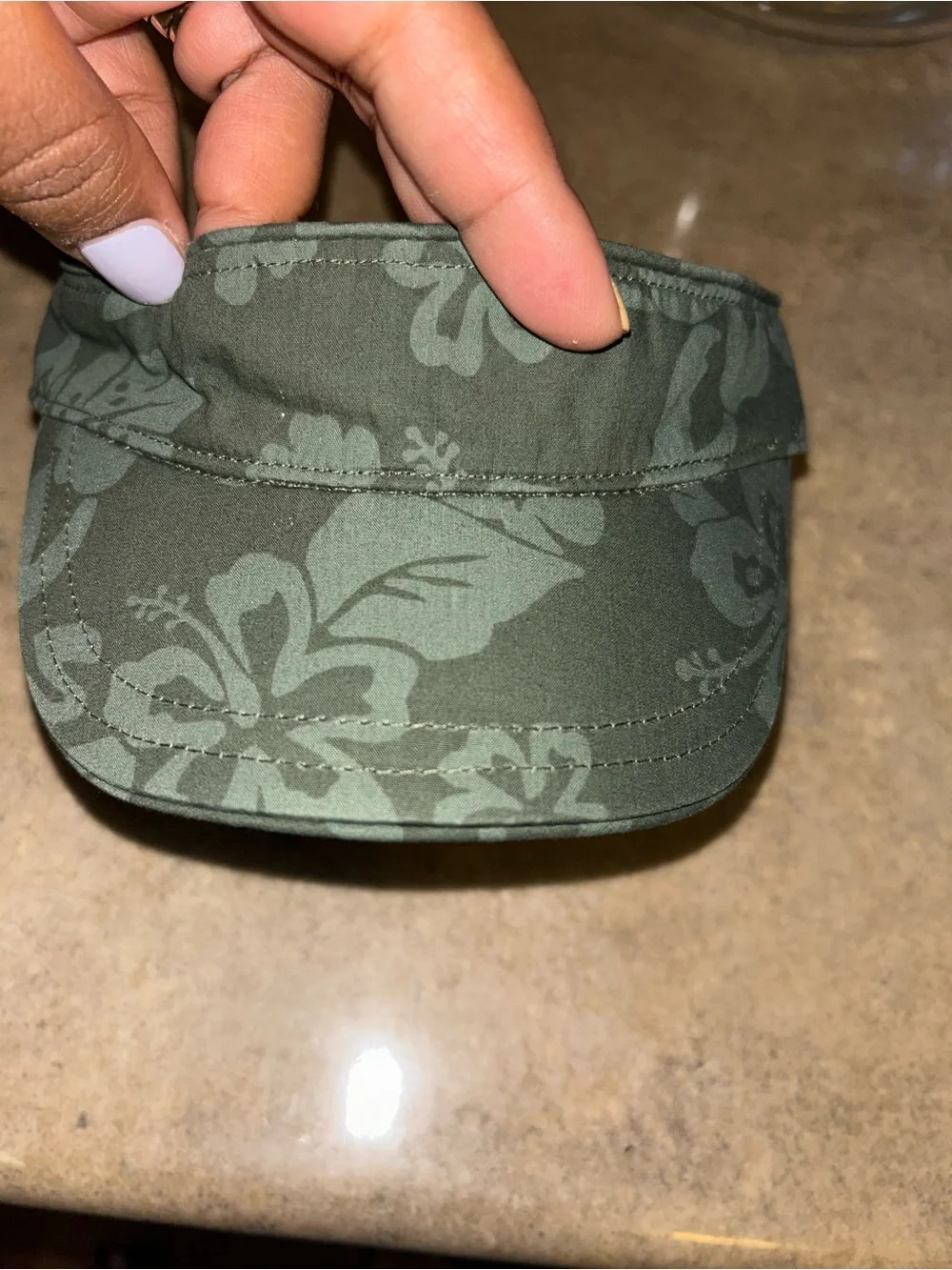 Janie and Jack hat - army green hibiscus print visor
